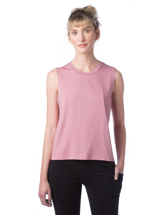 Women's Cotton Jersey Go-To Crop Muscle Tank - Whiskey Rose