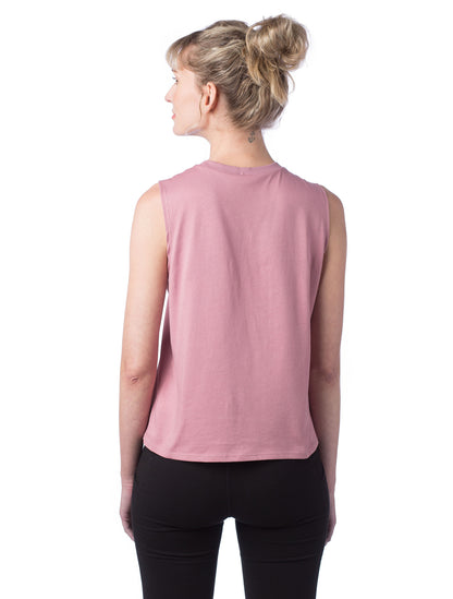 Women's Cotton Jersey Go-To Crop Muscle Tank - Whiskey Rose