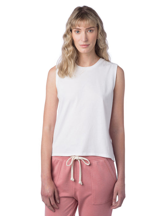Women's Cotton Jersey Go-To Crop Muscle Tank - White