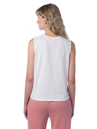 Women's Cotton Jersey Go-To Crop Muscle Tank - White