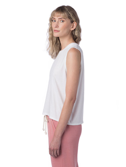 Women's Cotton Jersey Go-To Crop Muscle Tank - White