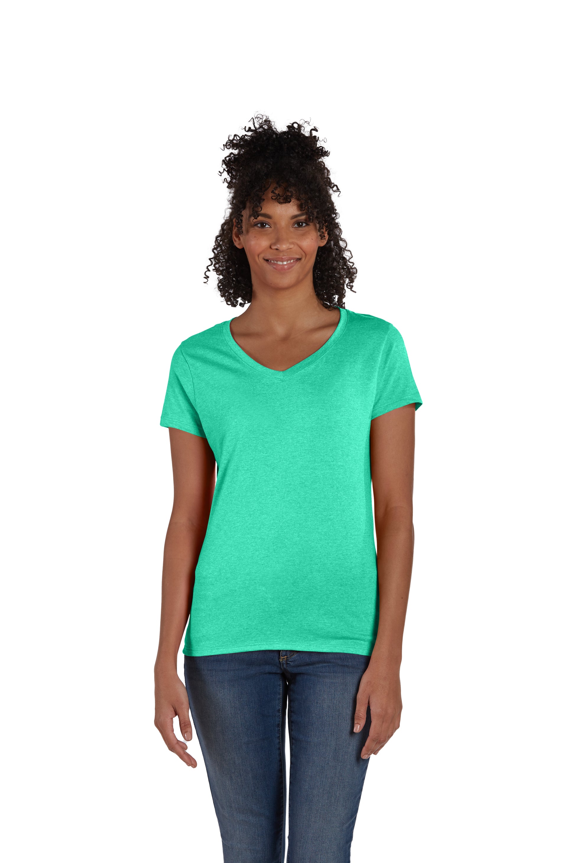 Women's Perfect-T Triblend Short Sleeve V-neck - Brzy Green Triblend