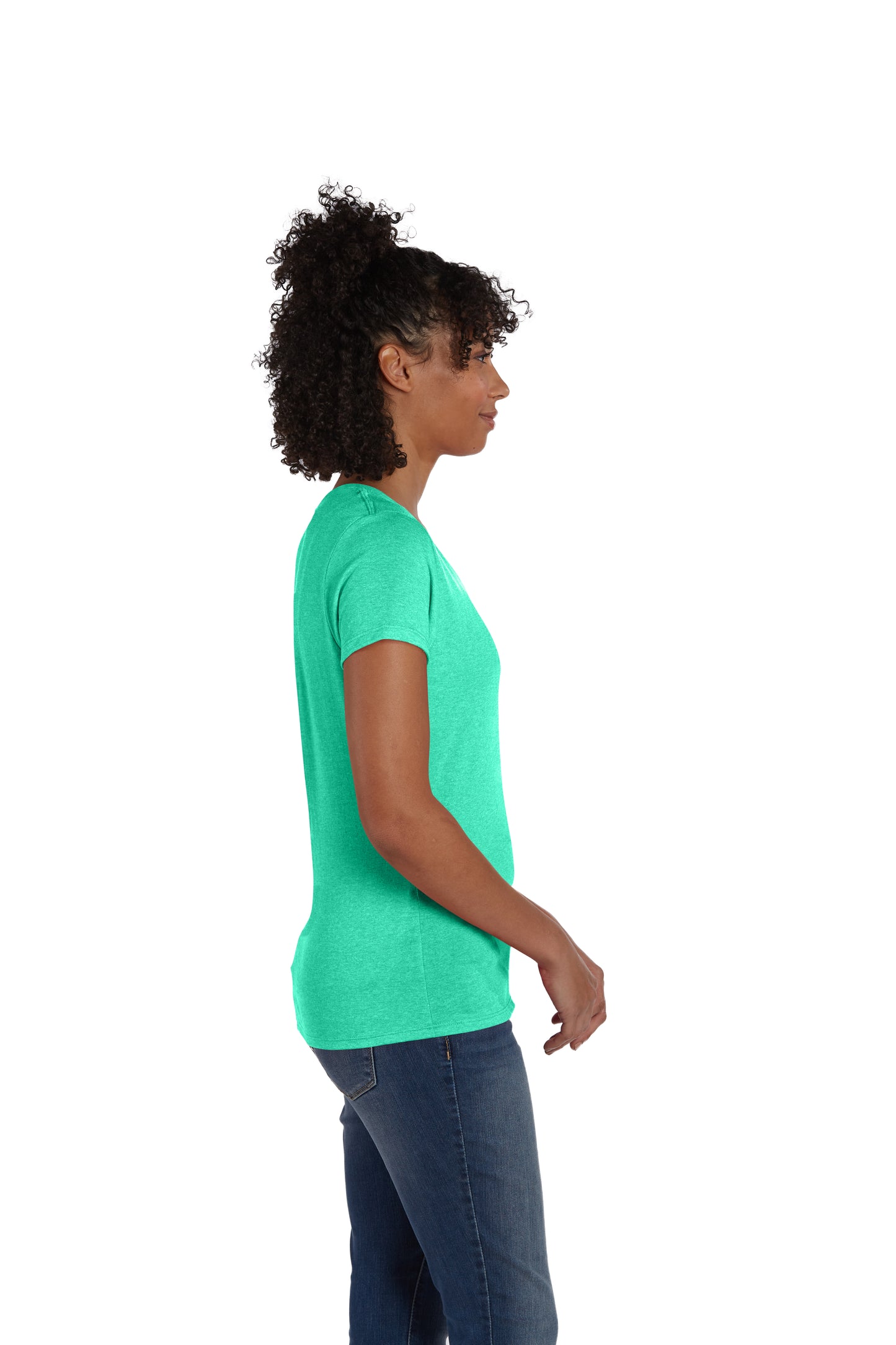 Women's Perfect-T Triblend Short Sleeve V-neck - Brzy Green Triblend