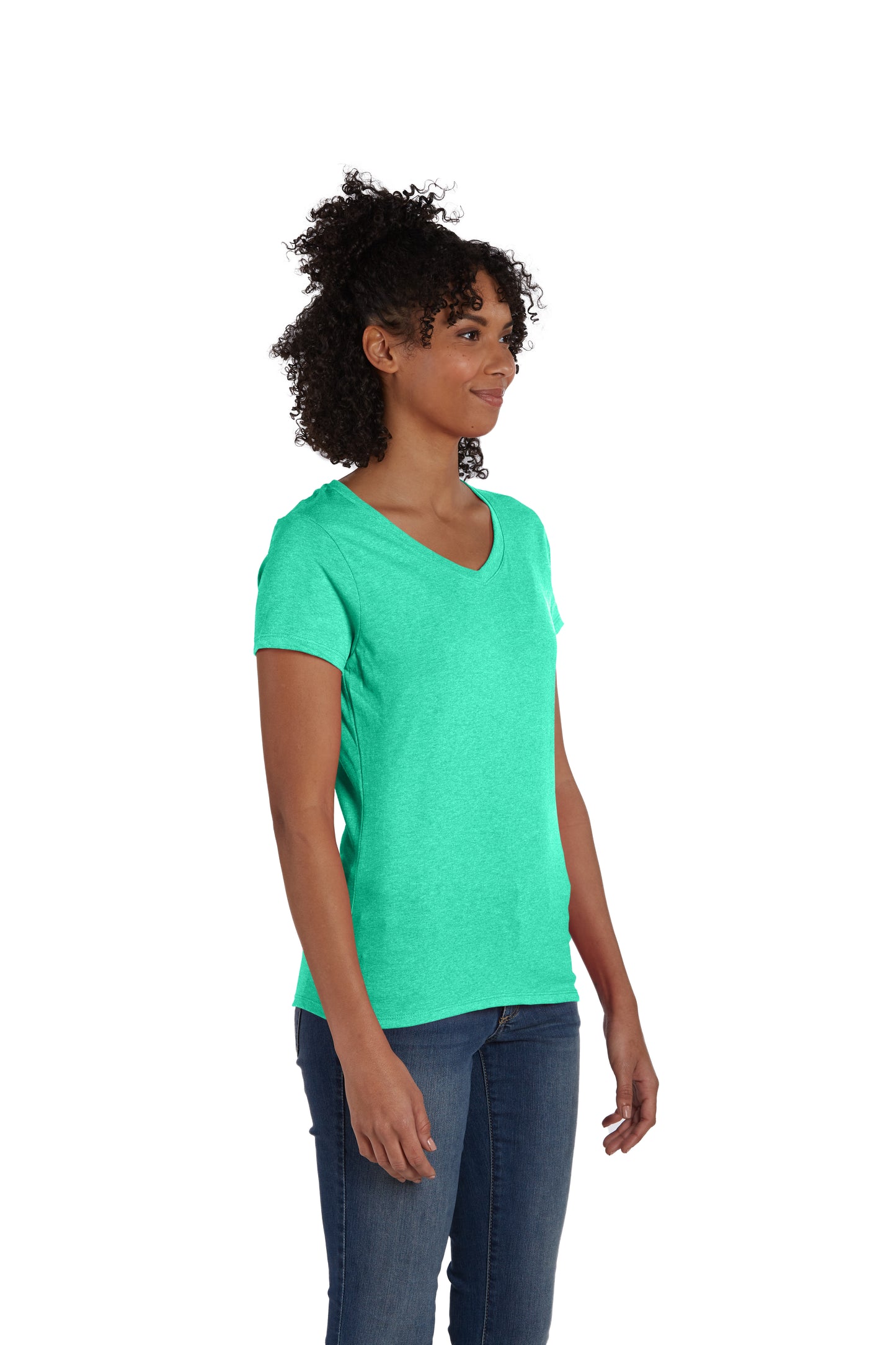 Women's Perfect-T Triblend Short Sleeve V-neck - Brzy Green Triblend
