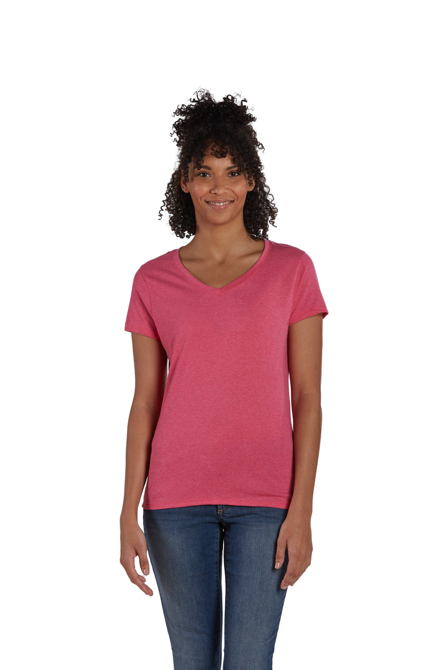 Women's Perfect-T Triblend Short Sleeve V-neck - Jzzbrry Pink Triblend