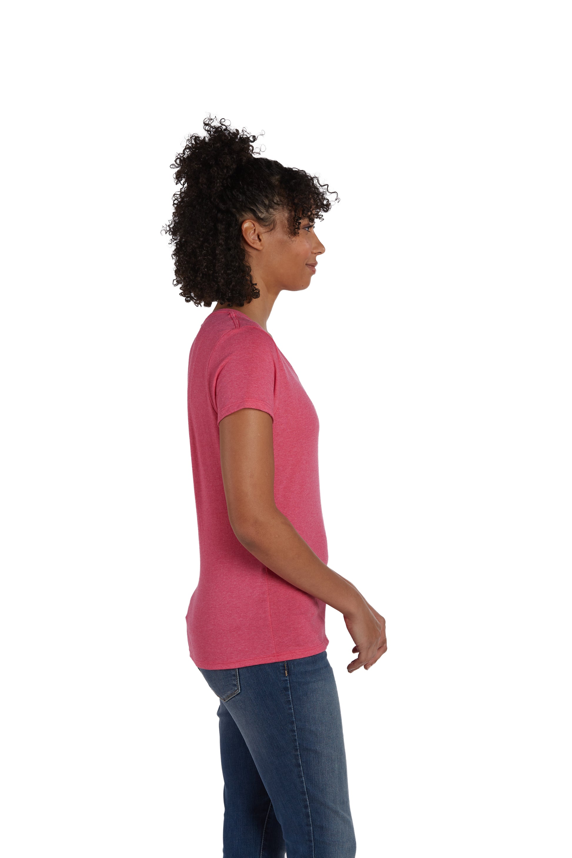 Women's Perfect-T Triblend Short Sleeve V-neck - Jzzbrry Pink Triblend