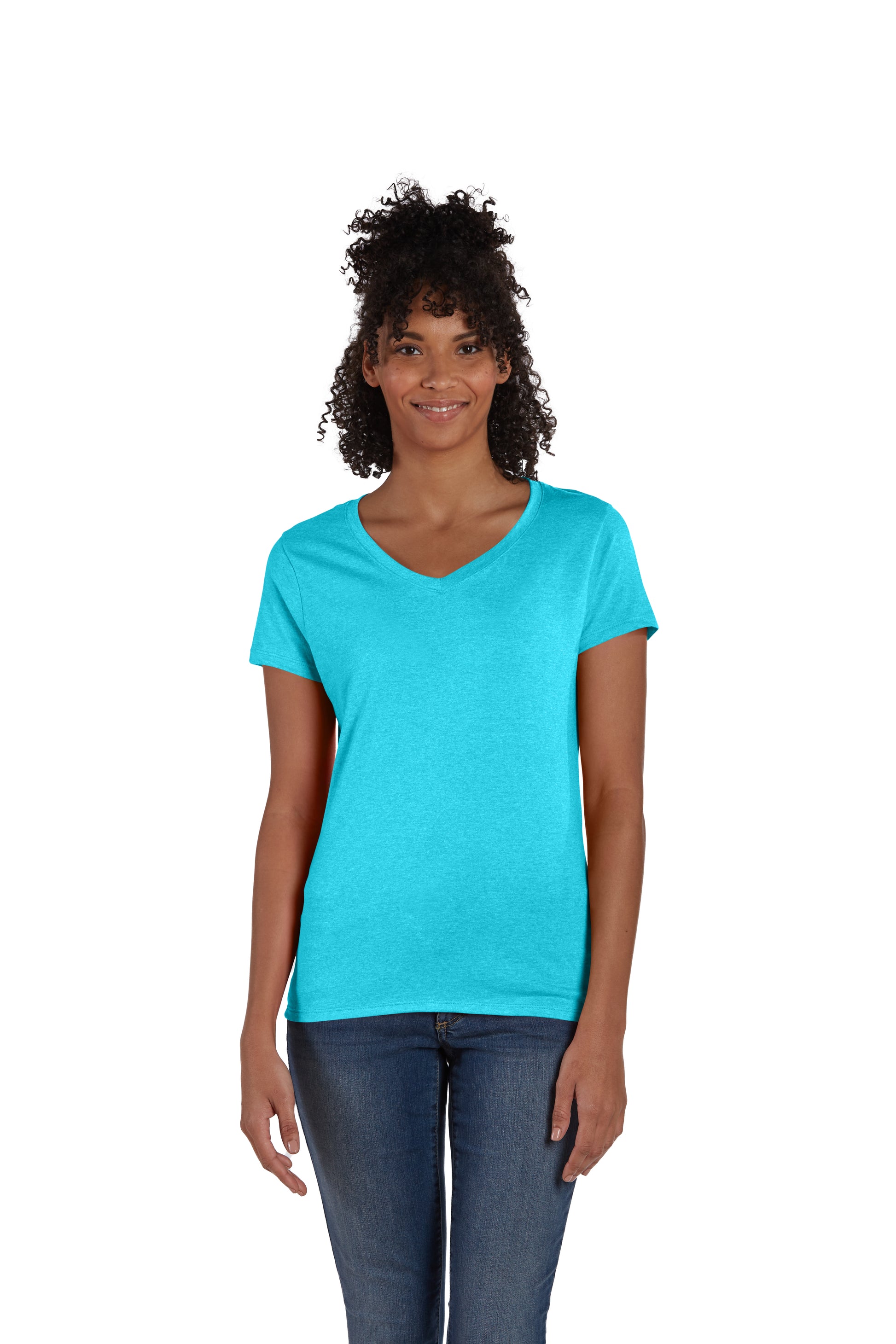 Women's Perfect-T Triblend Short Sleeve V-neck - Turquoise Triblend