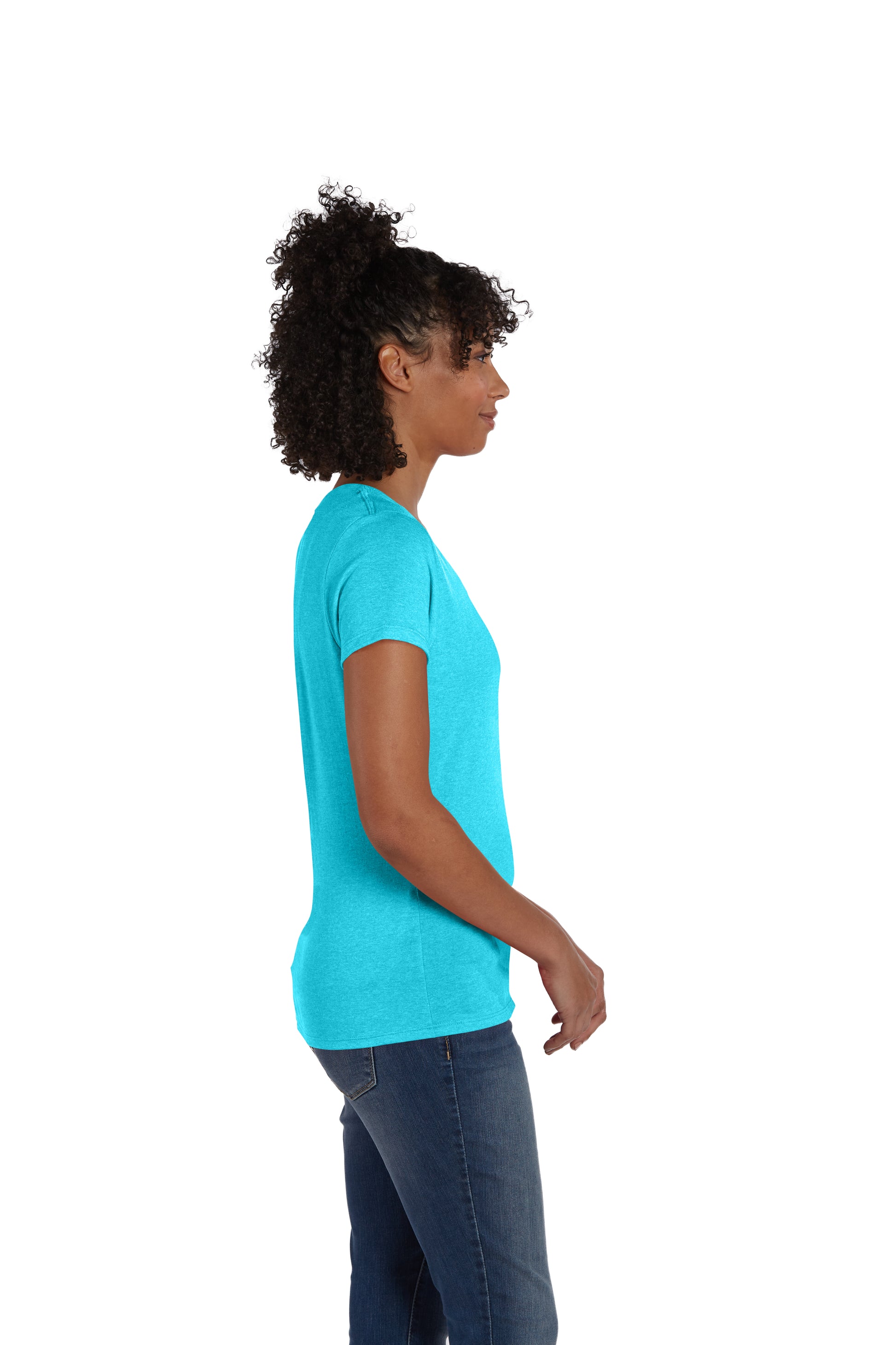 Women's Perfect-T Triblend Short Sleeve V-neck - Turquoise Triblend