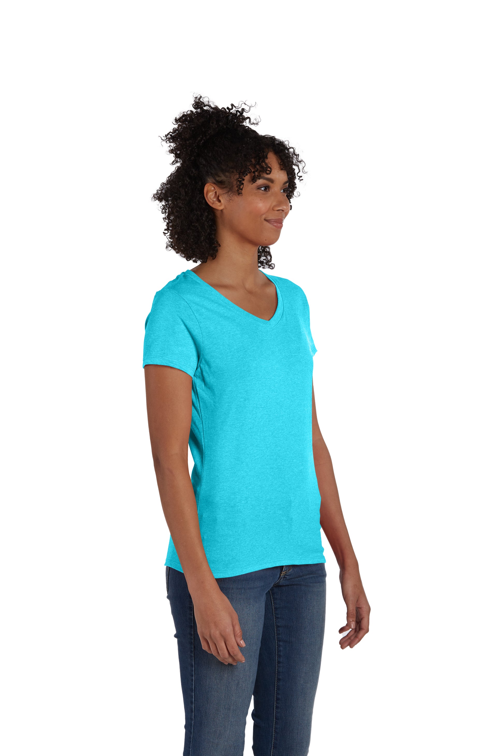 Women's Perfect-T Triblend Short Sleeve V-neck - Turquoise Triblend