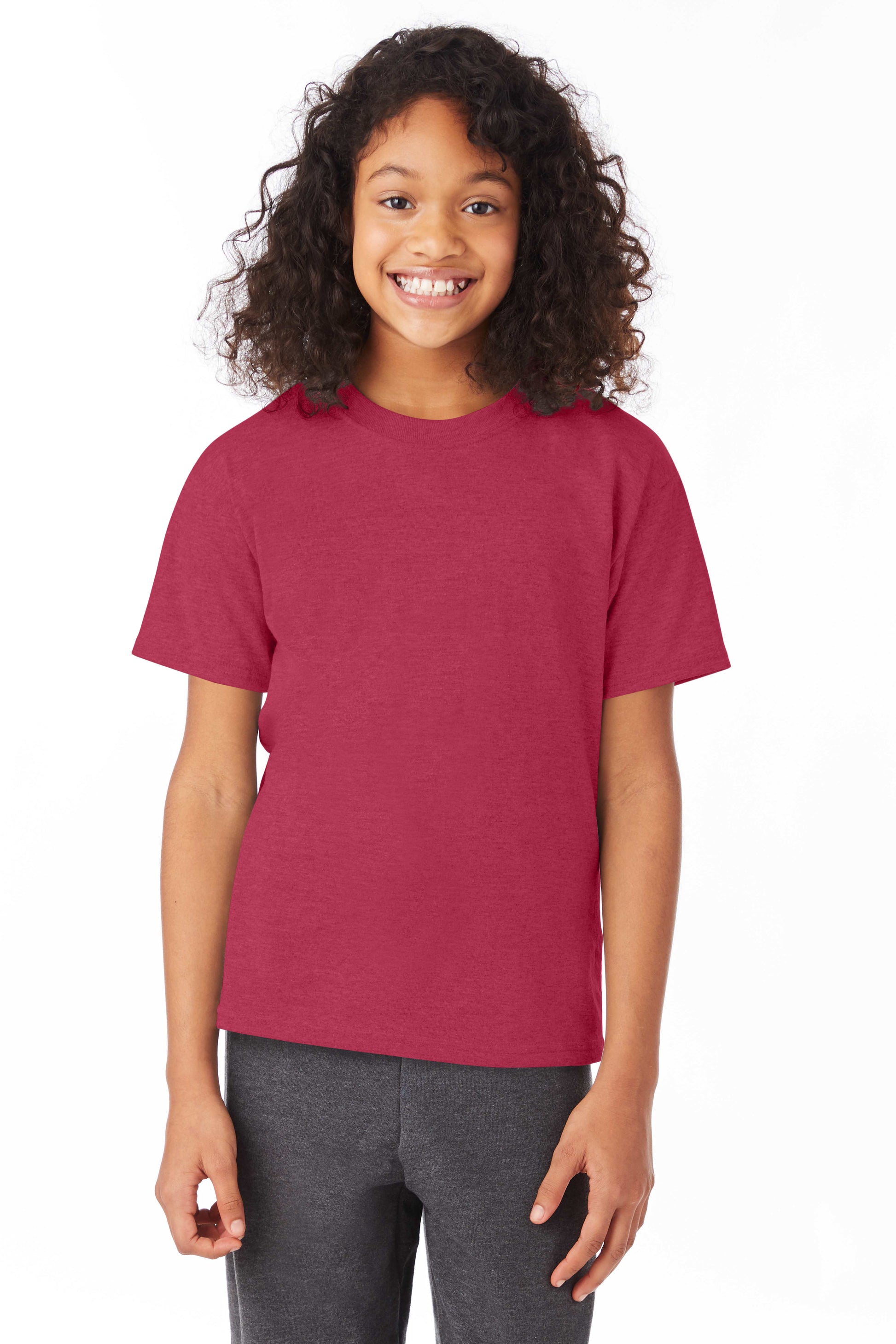 Youth 50/50 Ecosmart® Short Sleeve Tee - Heather Red