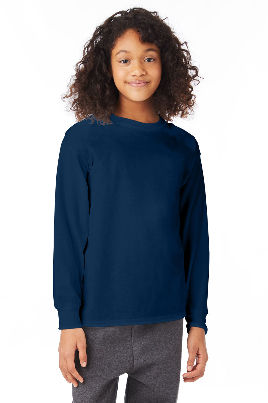 Youth Authentic Long Sleeve Tee - Navy