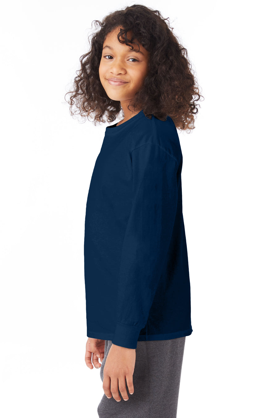 Youth Authentic Long Sleeve Tee - Navy
