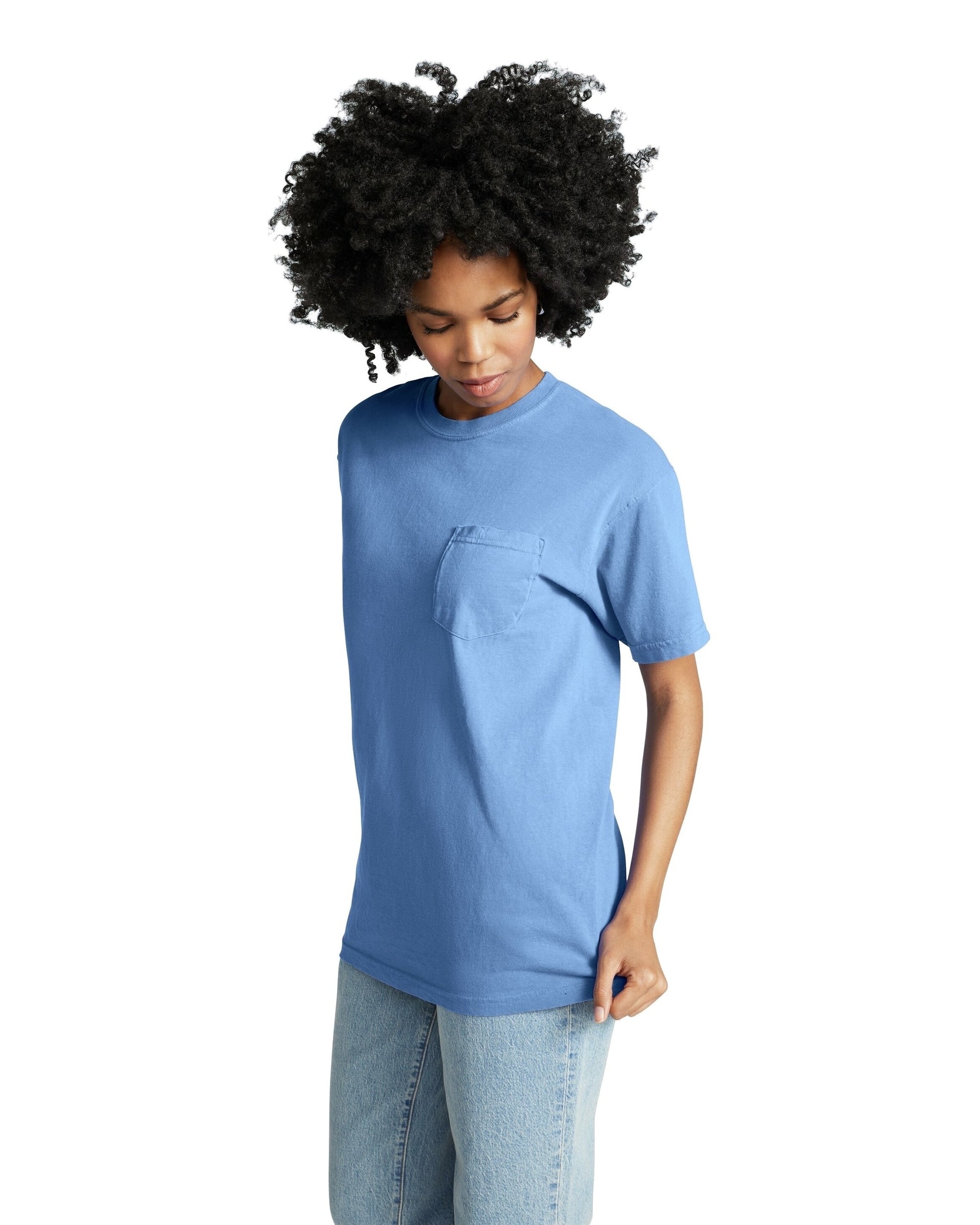 Unisex Heavyweight RS Pocket T-Shirt - Flo Blue