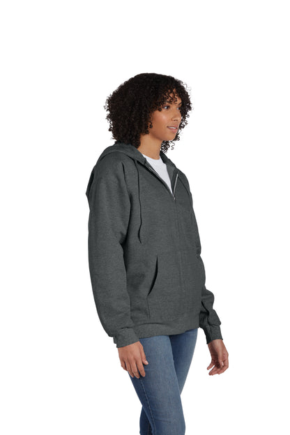 Ultimate Cotton® 90/10 Full-Zip Hoodie - Charcoal Heather