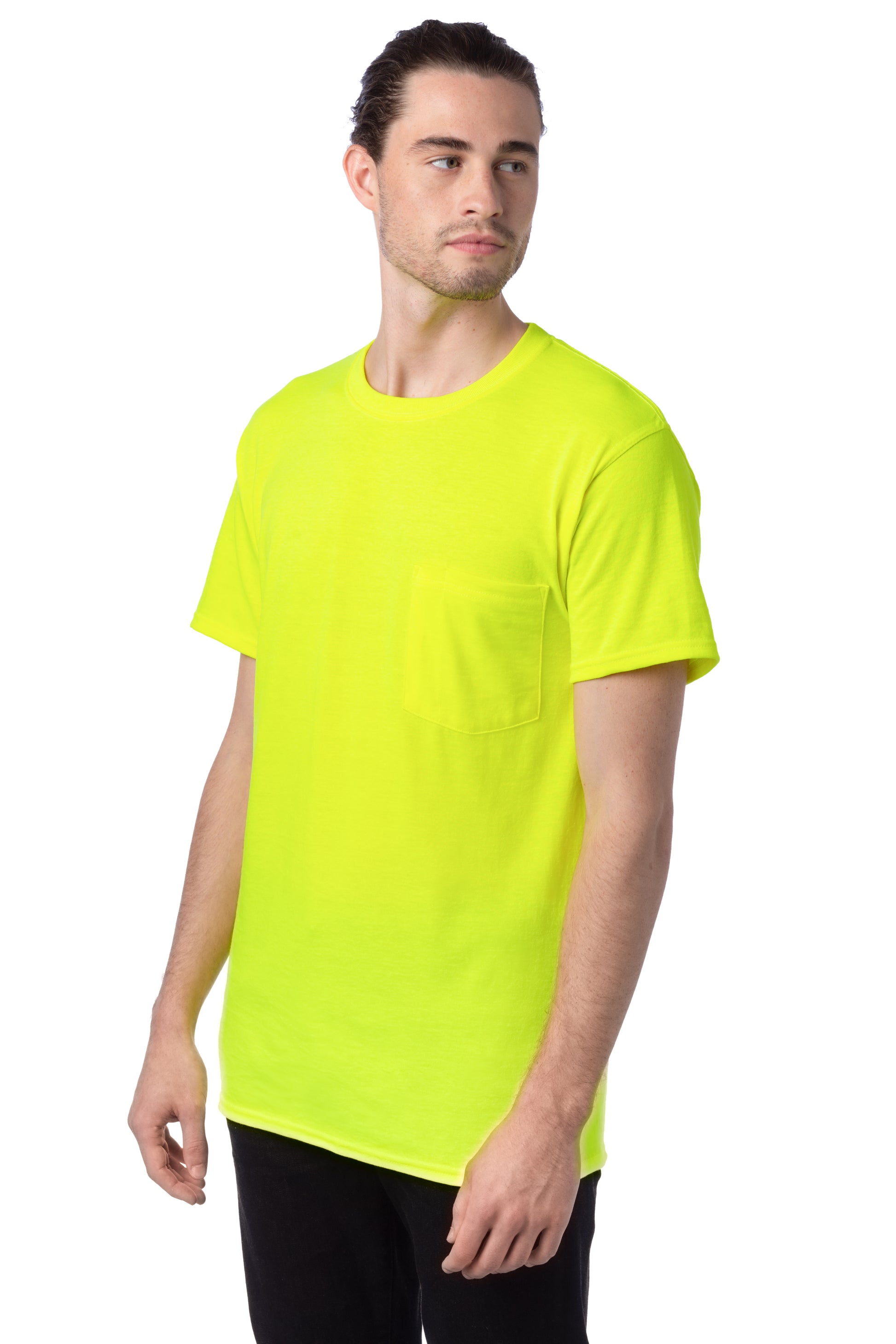 Workwear Short Sleeve Pocket Tee - Safety Green