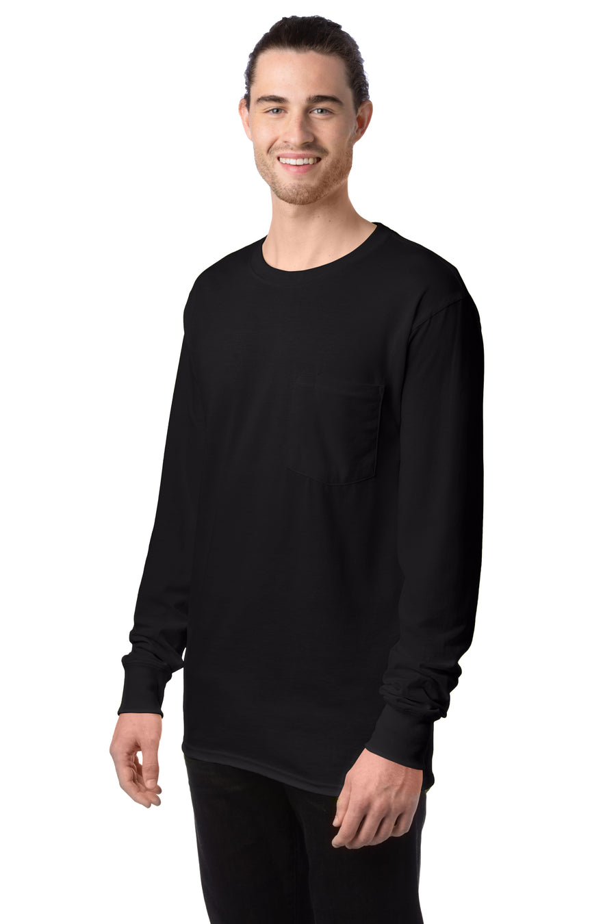 Workwear Long Sleeve Pocket Tee - Black