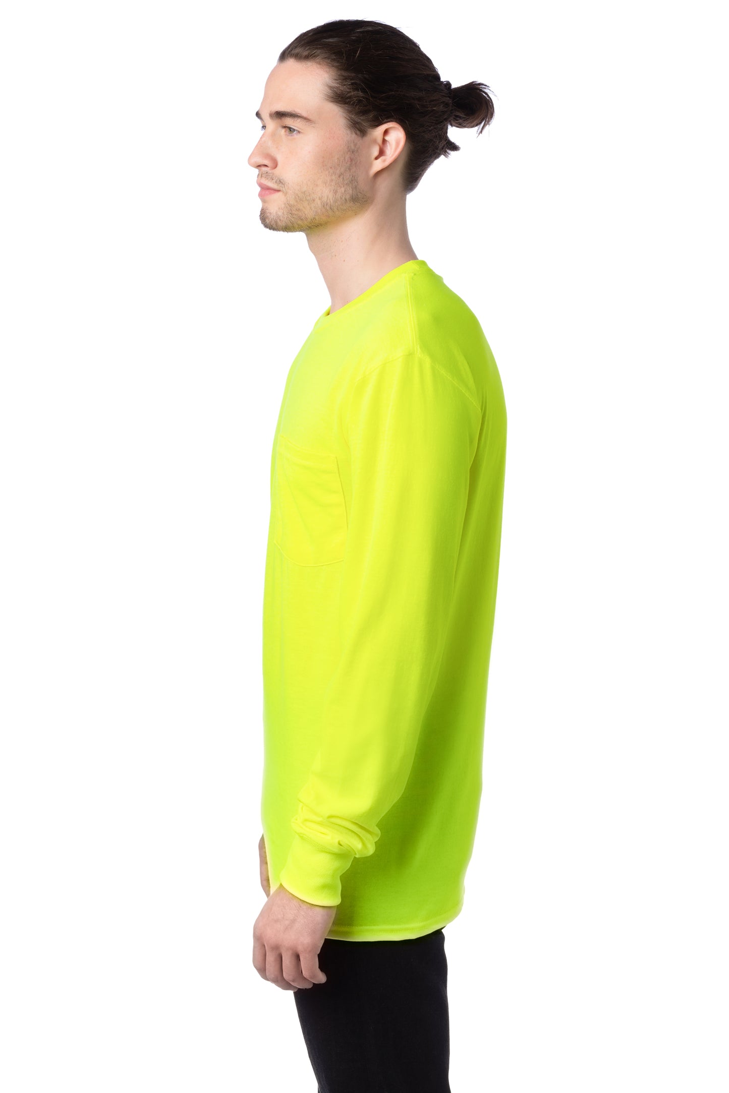 Workwear Long Sleeve Pocket Tee - Safety Green