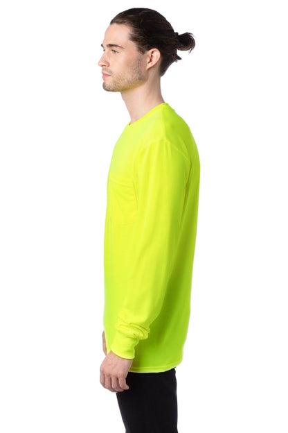 Workwear Long Sleeve Pocket Tee - Safety Green