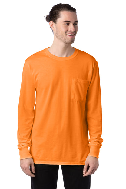 Workwear Long Sleeve Pocket Tee - Safety Orange