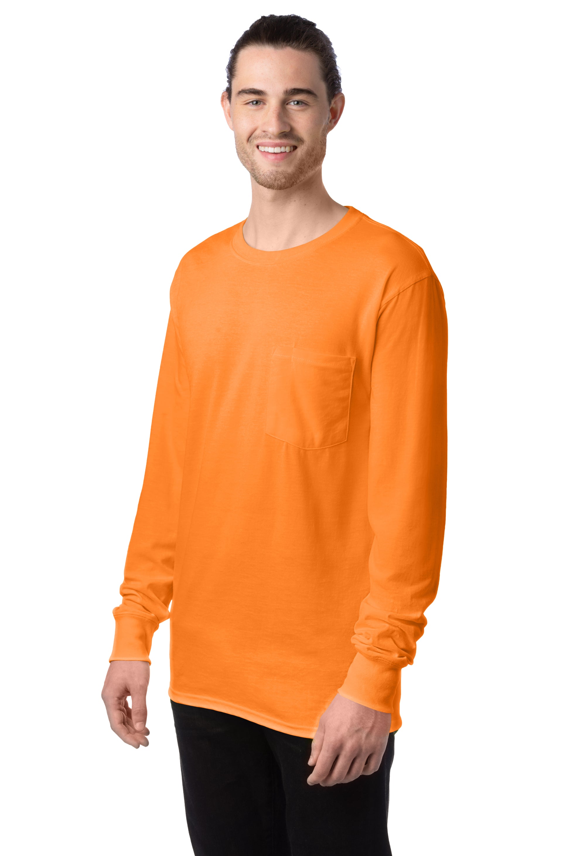 Workwear Long Sleeve Pocket Tee - Safety Orange