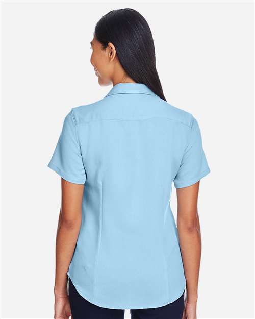 Harriton M570W Cloud Blue — on model back