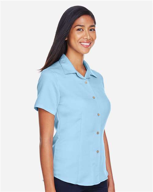Harriton M570W Cloud Blue — on model side