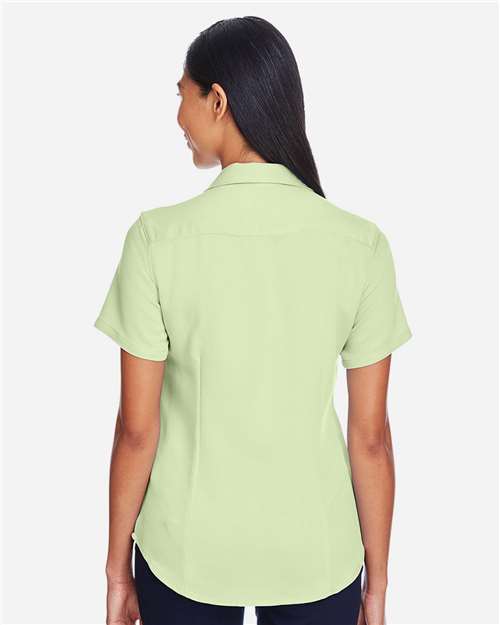 Harriton M570W Green Mist — on model back