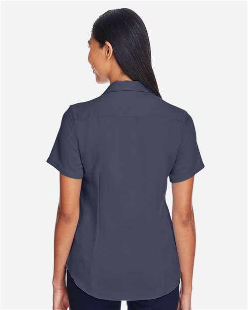 Harriton M570W Navy — on model back