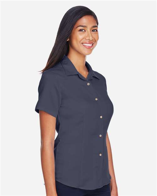 Harriton M570W Navy — on model side