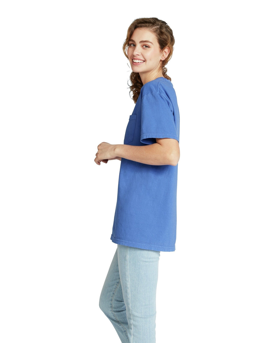 Unisex Heavyweight RS Pocket T-Shirt - Neon Blue