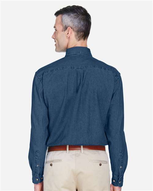 Harriton M550 Dark Denim — on model back