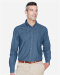 Harriton M550 Light Denim — on model front