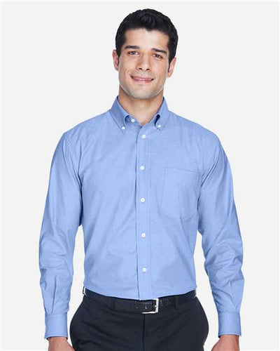 Harriton M600 Light Blue — on model front