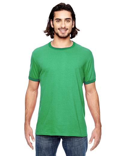 Unisex Lightweight Ringer T-Shirt - Heather Green / Kelly Green