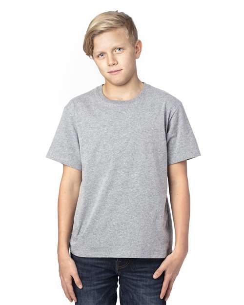 Threadfast Apparel 600A Heather Grey — on model front