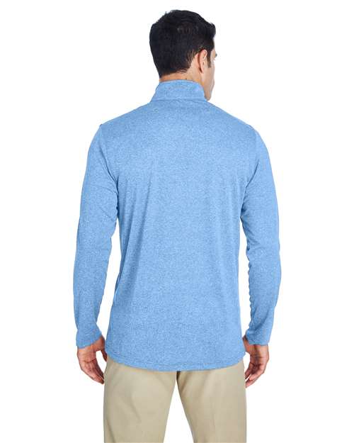 UltraClub 8618 Columbia Blue Heather — on model back