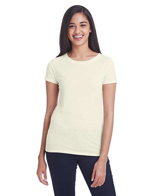 Threadfast Apparel 202A Cream Triblend — on model front