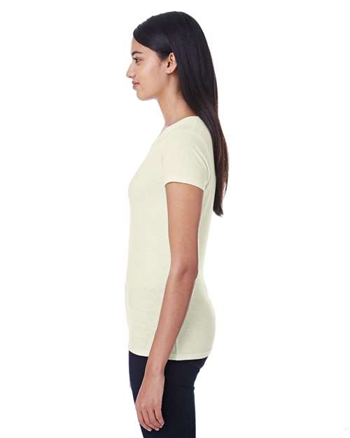 Threadfast Apparel 202A Cream Triblend — on model side