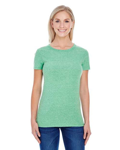 Threadfast Apparel 202A Green Triblend — on model front