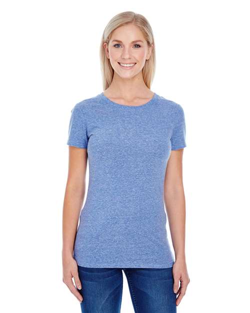 Threadfast Apparel 202A Navy Triblend — on model front