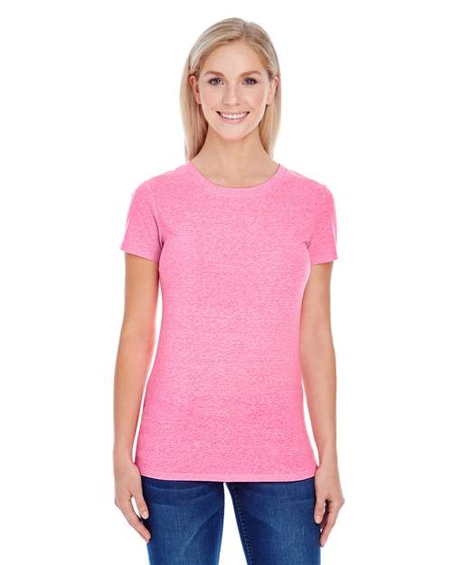 Threadfast Apparel 202A Neon Pink Triblend — on model front