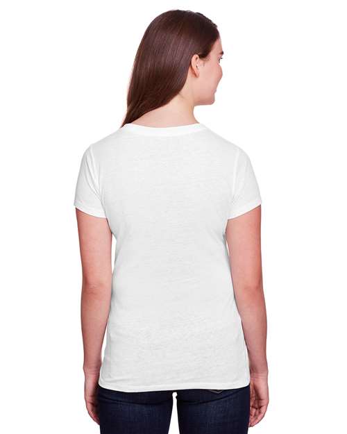 Threadfast Apparel 202A Solid White Triblend — on model back