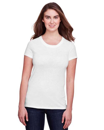Threadfast Apparel 202A Solid White Triblend — on model front
