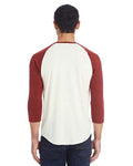 Threadfast Apparel 302G Cream/ Cardinal Black Triblend — on model back