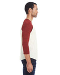 Threadfast Apparel 302G Cream/ Cardinal Black Triblend — on model side