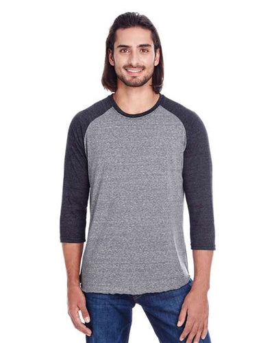 Threadfast Apparel 302G Grey/ Black Triblend — on model front