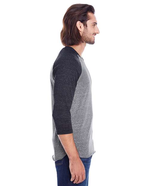 Threadfast Apparel 302G Grey/ Black Triblend — on model side