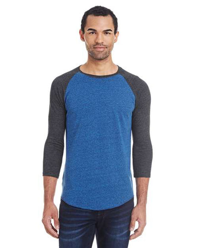 Threadfast Apparel 302G Royal Black/ Black Triblend — on model front