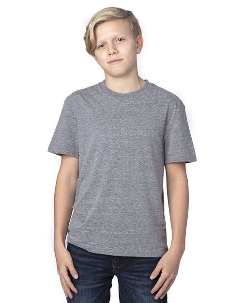 Threadfast Apparel 602A Grey Triblend — on model front