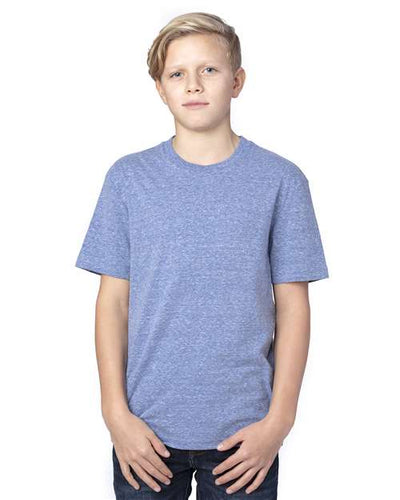 Threadfast Apparel 602A Navy Triblend — on model front